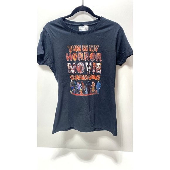 Women’s Medium Halloween This Is My Horror Movie Watching Shirt Black Graphic T- - Picture 2 of 7